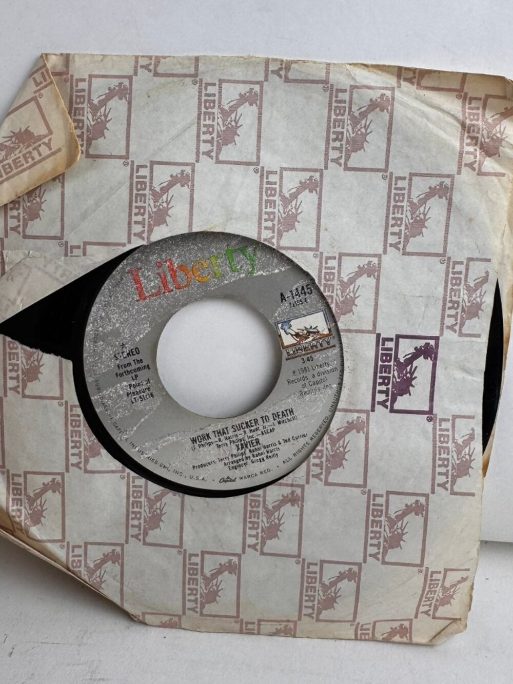 Xavier Love Is On The One / Work That Sucker 7" 45 RPM Vinyl Record Liberty 1981